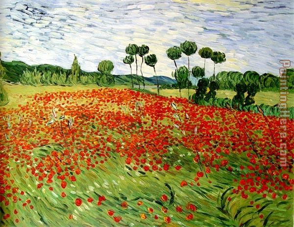 field of poppies painting - Vincent van Gogh field of poppies art painting